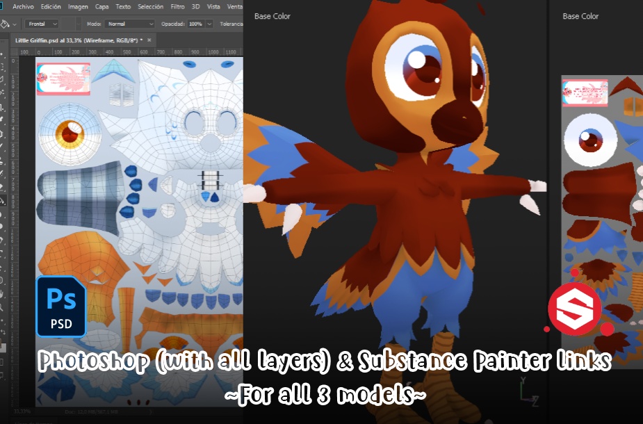 Little Griffin, Hippogriff and Birb 3D model/VRChat Avatarアバター (PC & Quest)