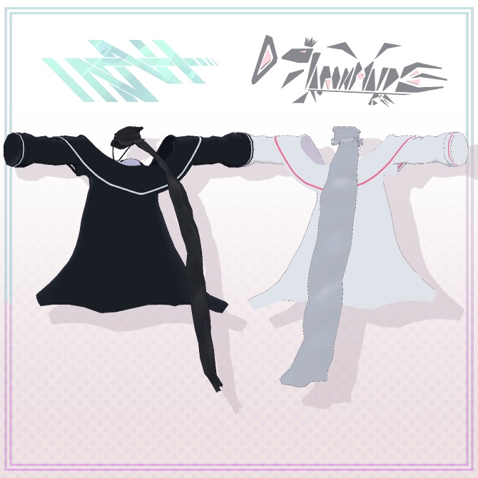 スカーフはためくモノトーンコーデ【カリン衣装】