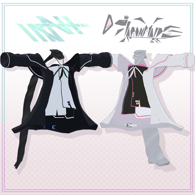 スカーフはためくモノトーンコーデ【カリン衣装】