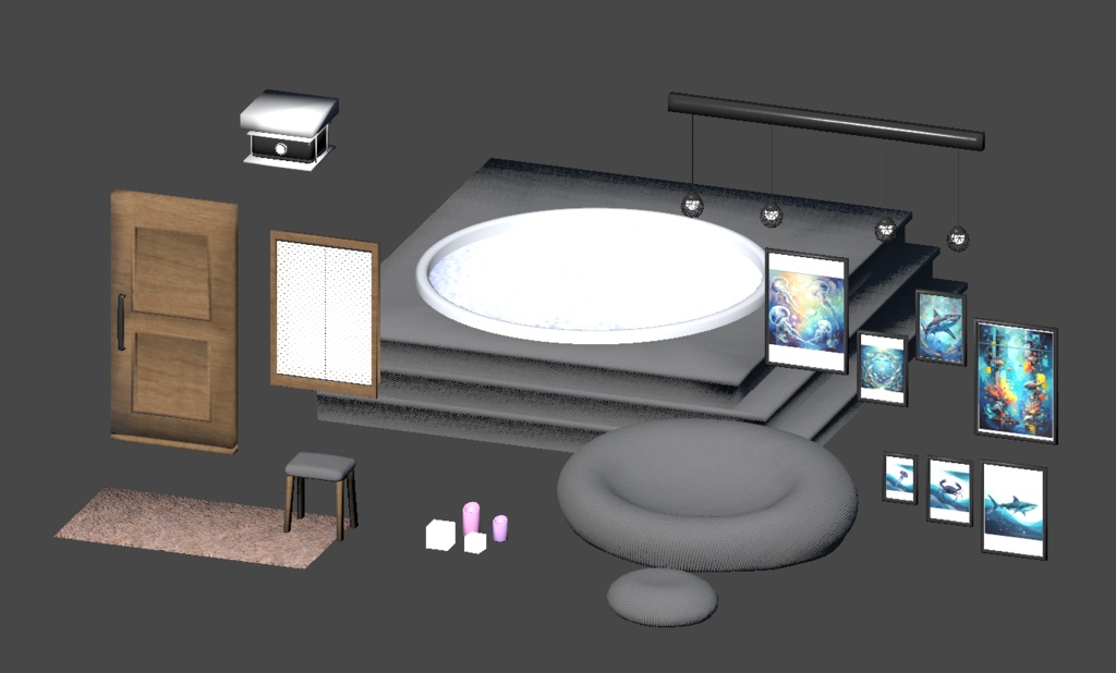 VRChatワールド「Lumilago(ルミラーゴ)」(デカいプロジェクターとプールがあるお部屋)