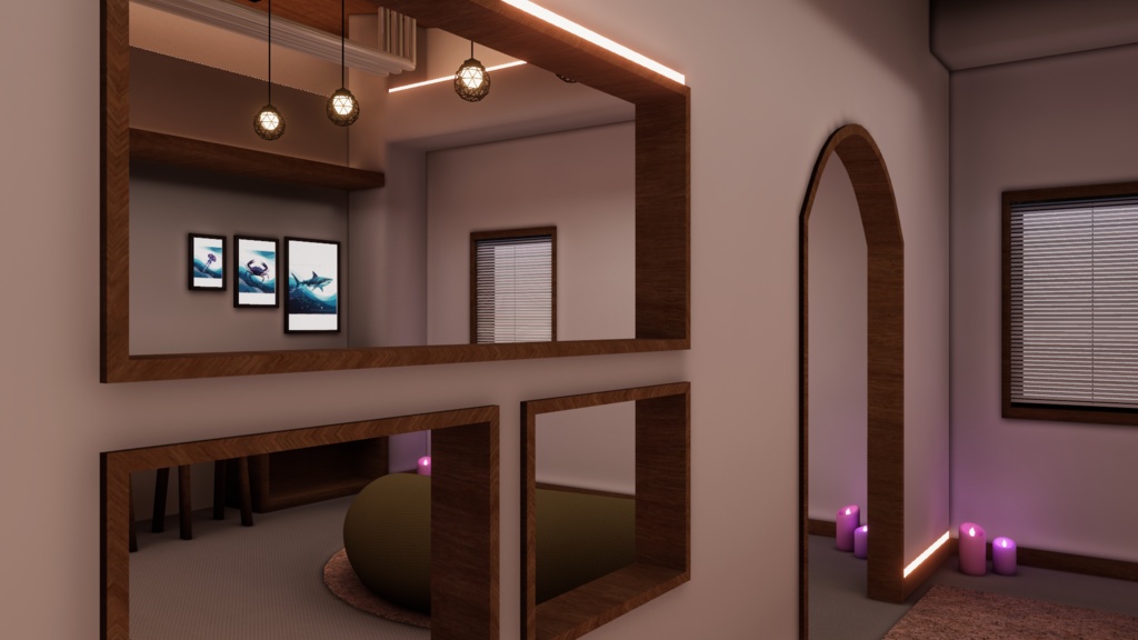 VRChatワールド「Lumilago(ルミラーゴ)」(デカいプロジェクターとプールがあるお部屋)