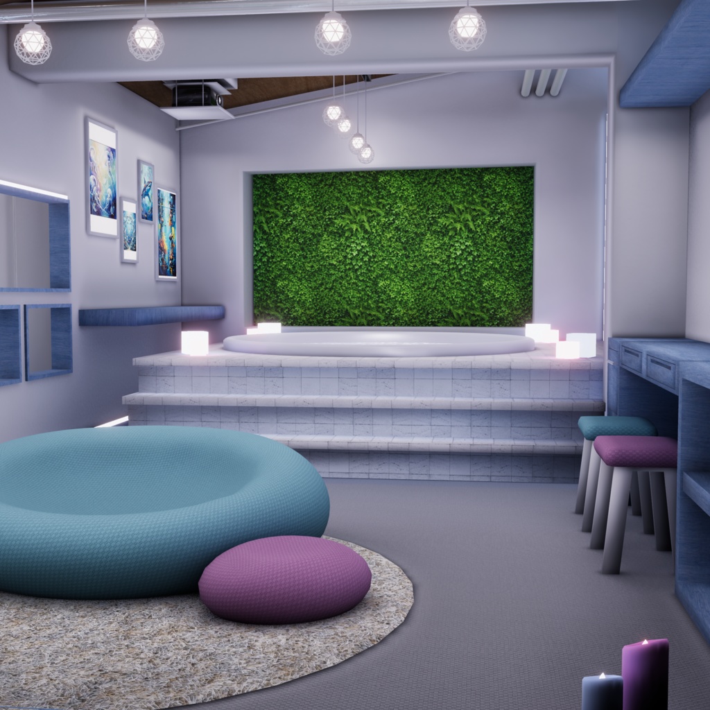 VRChatワールド「Lumilago(ルミラーゴ)」(デカいプロジェクターとプールがあるお部屋)