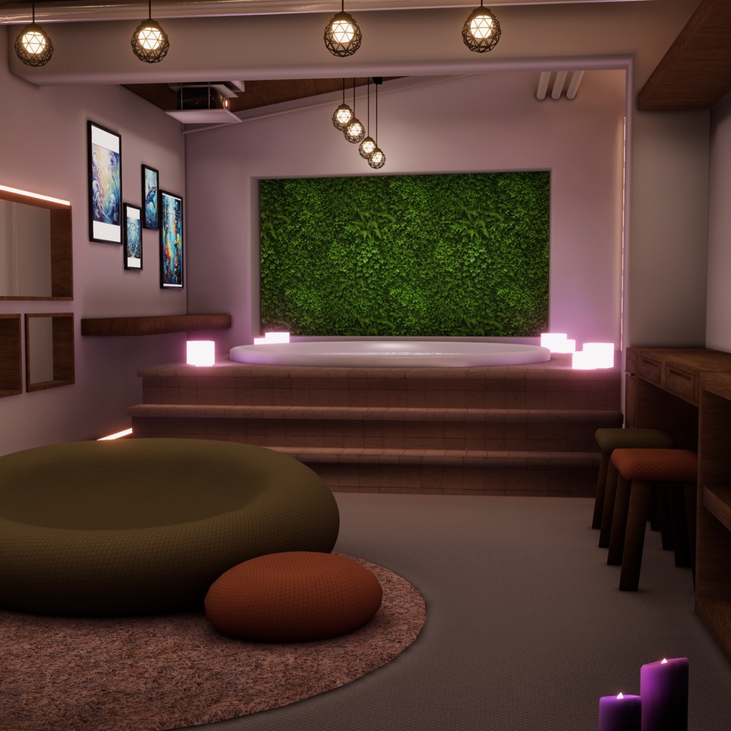 VRChatワールド「Lumilago(ルミラーゴ)」(デカいプロジェクターとプールがあるお部屋)