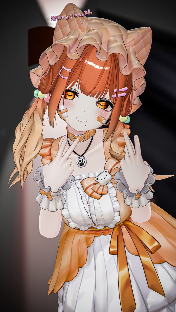 【💕発売記念セール中💕】🐈🌙【 おさげ × ケモ耳 × ナイトキャップ 】Nietta Hair【12アバター対応】