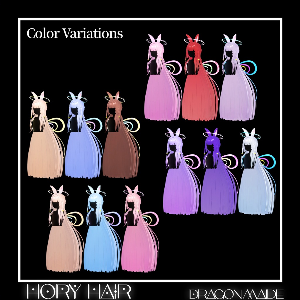 【💕発売記念セール中💕】🐇🌙【ロングヘア × 月兎 】Hory Hair【13アバター対応】