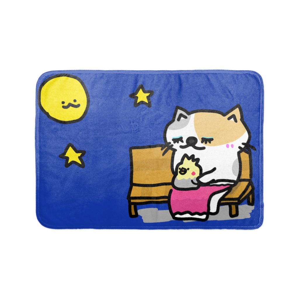 お月さんでてるねー　ほっこほこだねー　そんな　猫さんとオカメさん