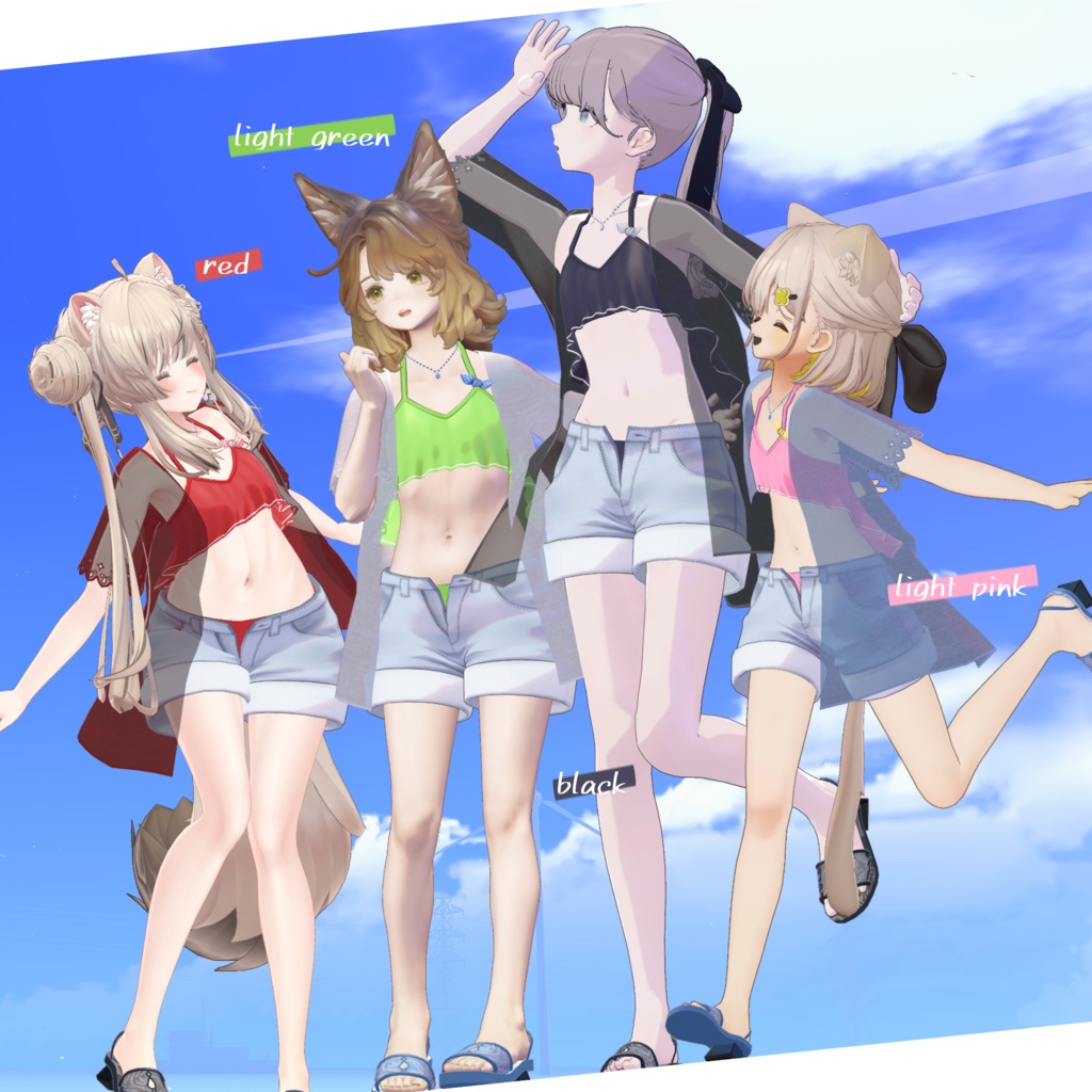 【複数アバター対応】さざなみスイムウェア【VRchat想定・MA設定済】