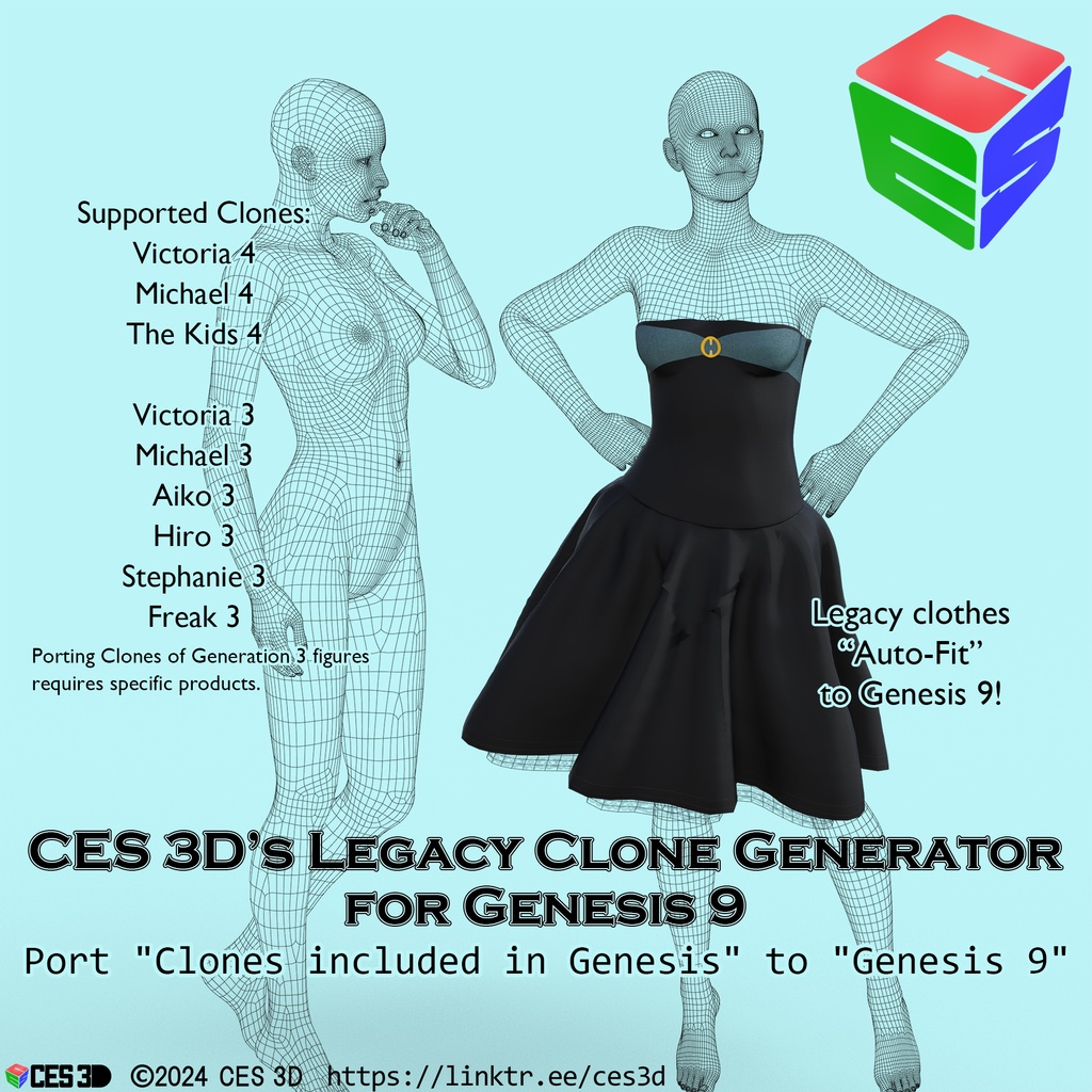 Legacy Clone Generator for Genesis 9 for Daz Studio