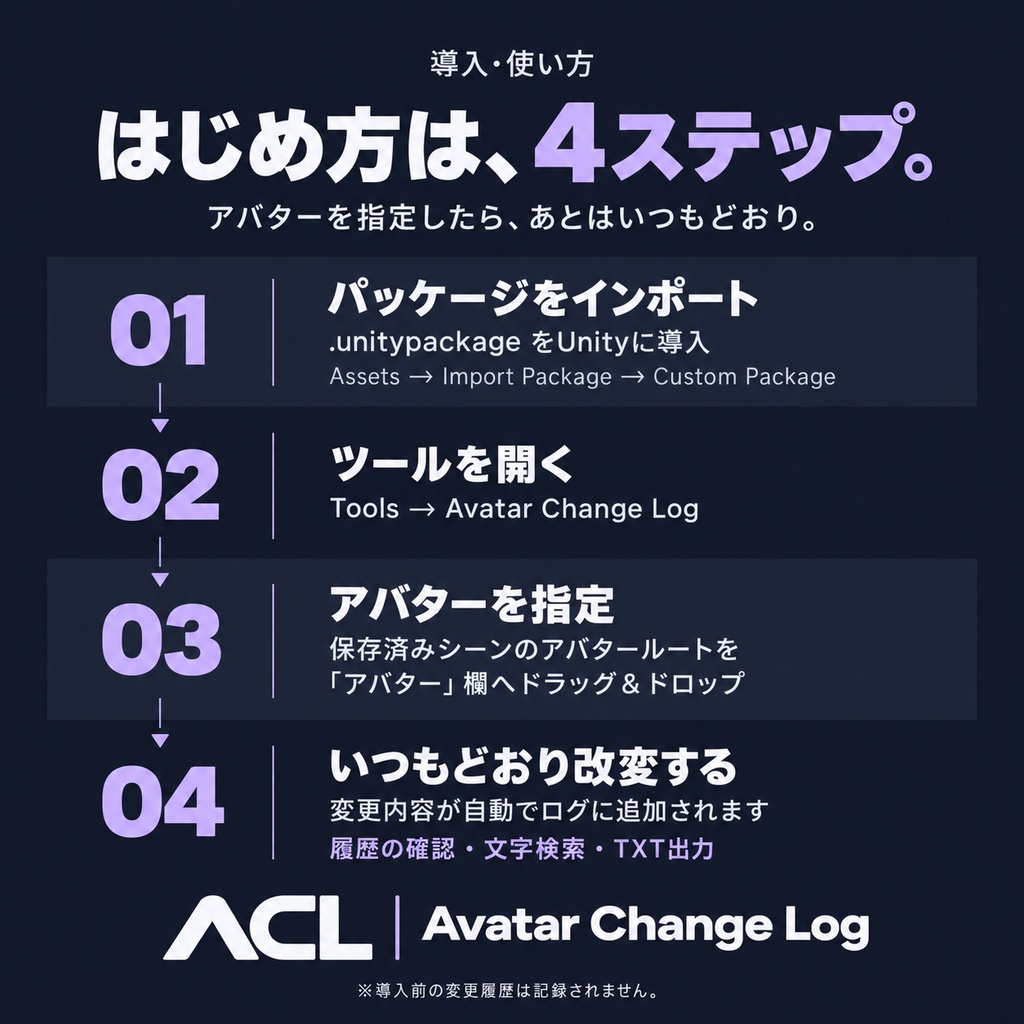 【無料/Free】Avatar Change Log - アバター改変の履歴が見れる!