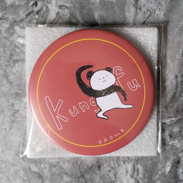 中華パンダイラスト付き缶ミラー