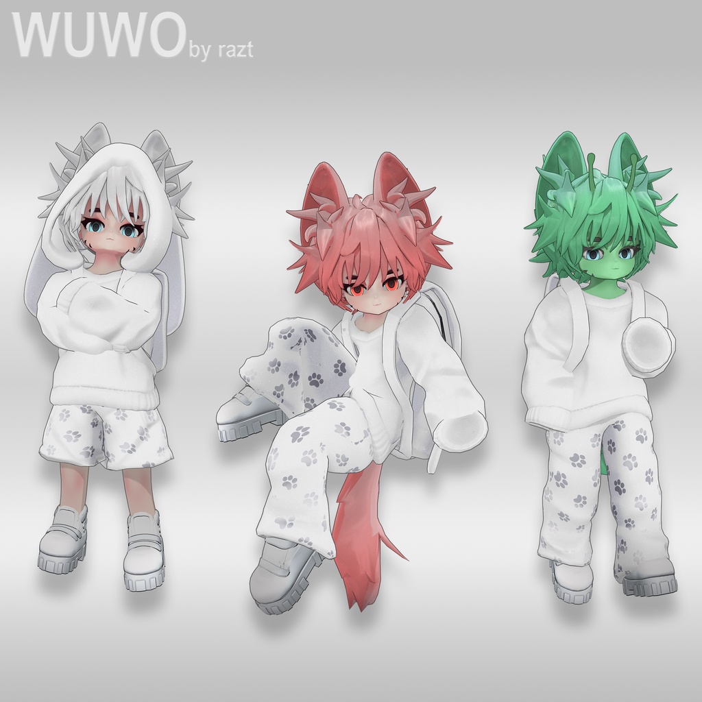 Wuwo | ちび VRChat オリジナル3Dモデル (PC/Quest対応/VRCFT)
