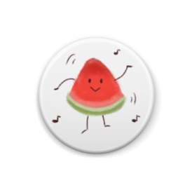 スイカの缶バッジ