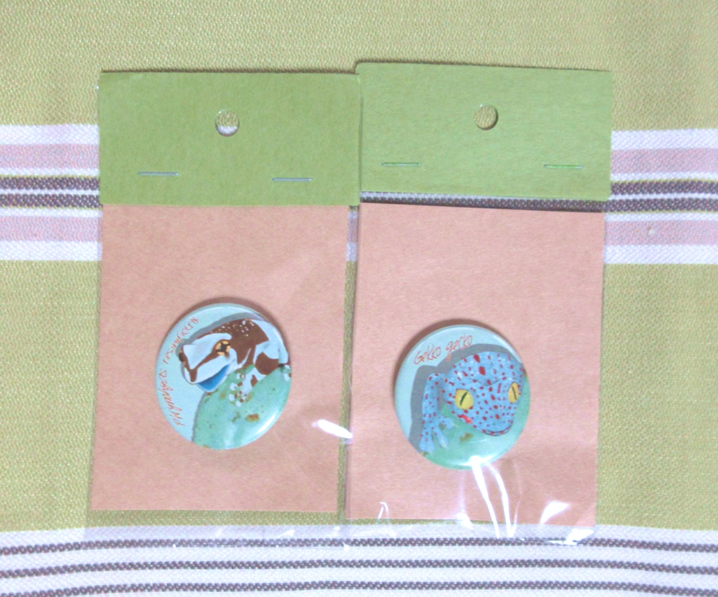 チョコミントカエル&ヤモリ缶バッジ