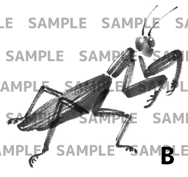 水墨 カマキリ イラスト素材セット(PNG 透過)