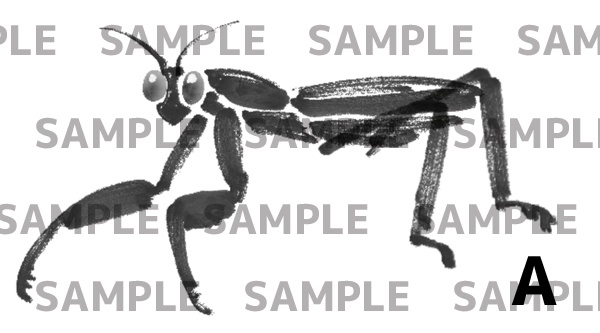 水墨 カマキリ イラスト素材セット(PNG 透過)