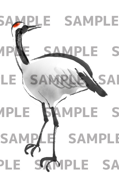 水墨 鶴と亀 イラスト素材セット(PNG 透過)