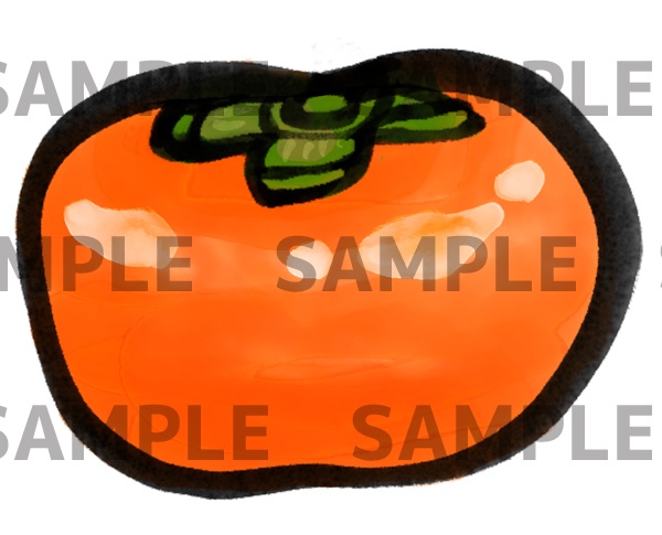 柿の水彩画イラスト(透過png)