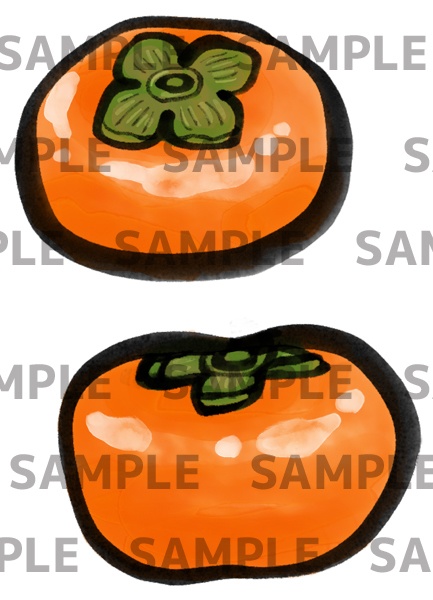 柿の水彩画イラスト(透過png)