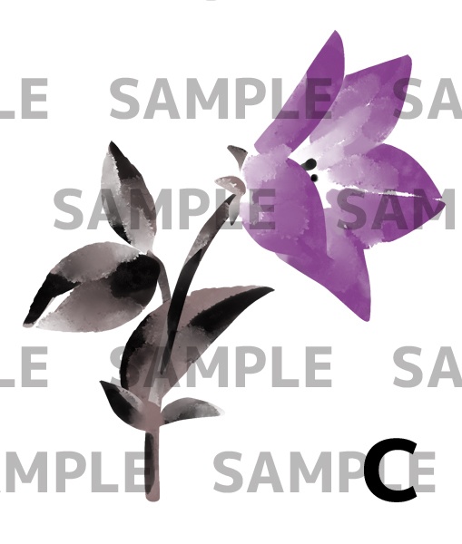 桔梗の墨絵イラスト(透過png)