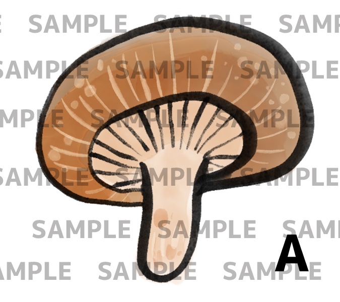 椎茸の墨絵デジタルイラスト(透過png)