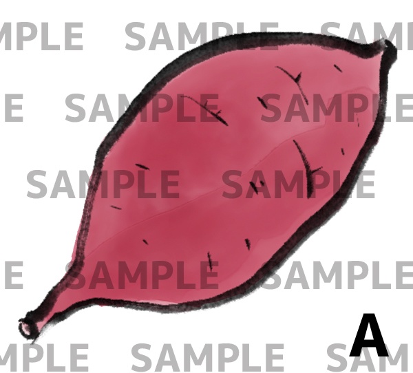 水墨 さつまいも イラスト素材セット(PNG 透過)