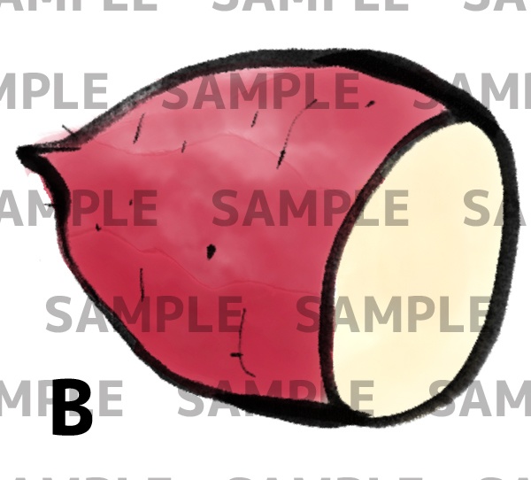 水墨 さつまいも イラスト素材セット(PNG 透過)