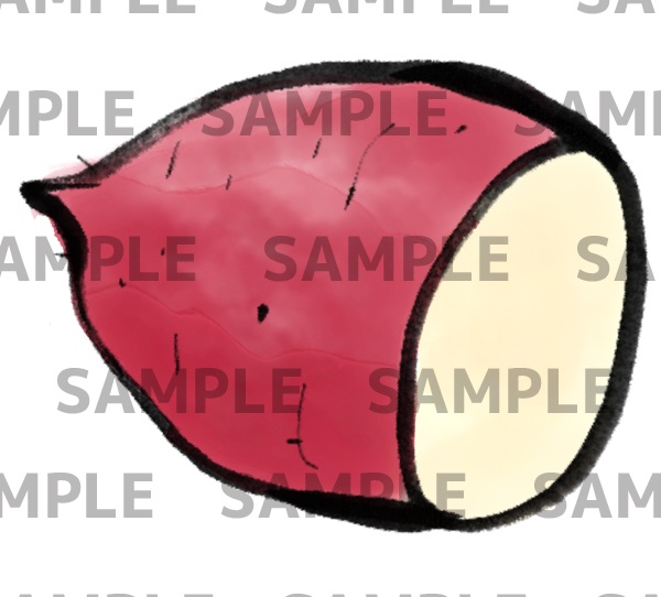 さつまいもの墨絵デジタルイラスト(透過png)