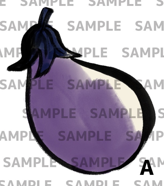 なすの墨絵デジタルイラストセット(透過png)