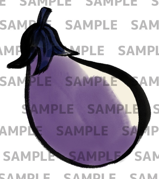 なすの墨絵デジタルイラスト(透過png)