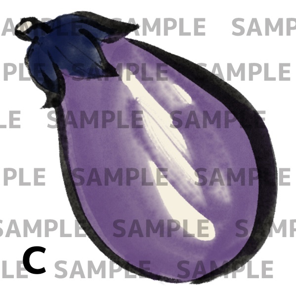 なすの墨絵デジタルイラストセット(透過png)