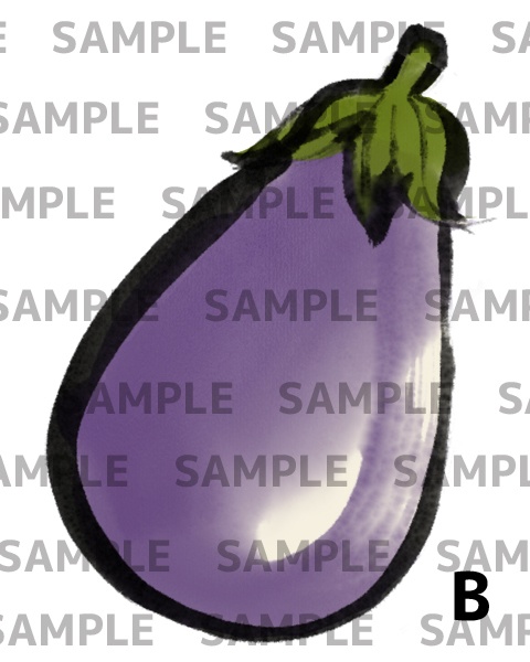 なすの墨絵デジタルイラストセット(透過png)