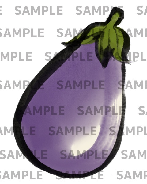 なすの墨絵デジタルイラスト(透過png)