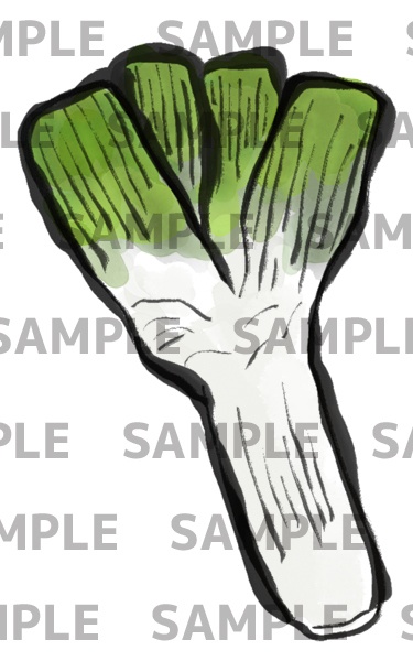 下仁田葱の水墨画デジタルイラスト(透過png)