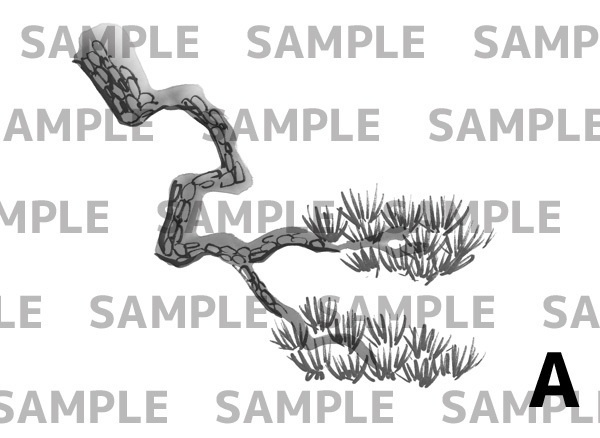 【水墨画素材】松のイラスト4点セット(PNG)/年賀状・和風・筆風・墨絵・背景として使える和柄素材