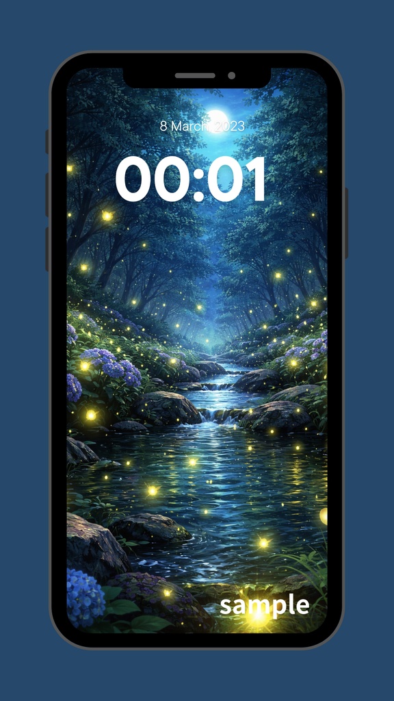 蛍舞う水辺の夜