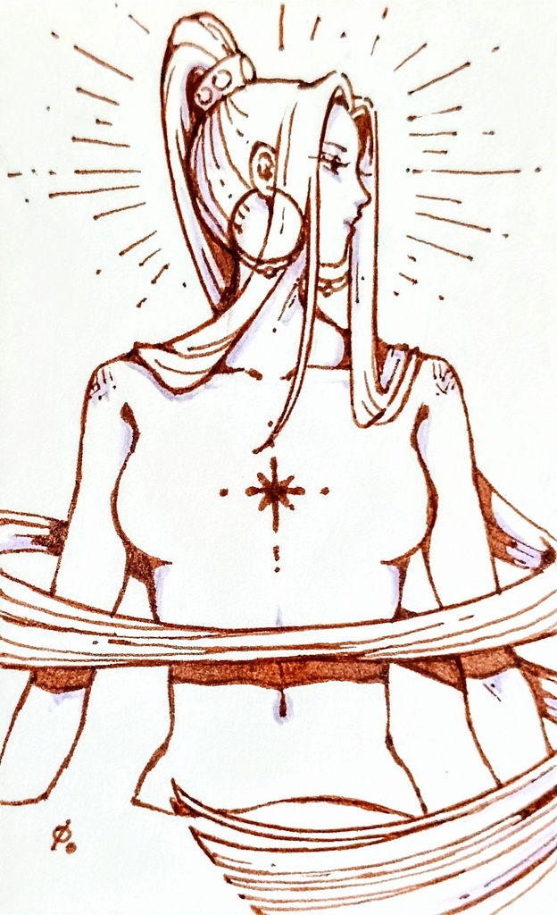原画　名刺サイズ（円環）