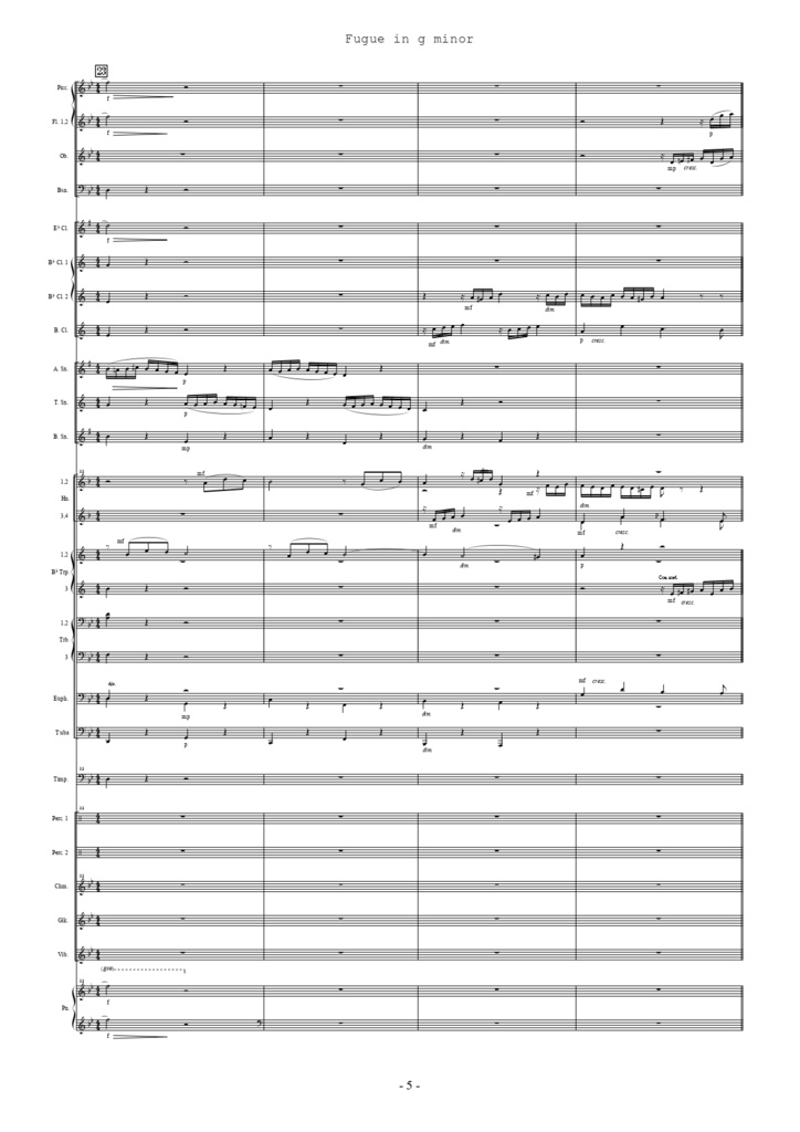 【吹奏楽スコア】小フーガト短調 (J.S.バッハBWV578)