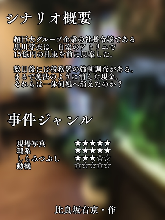 捏造ミステリーTRPG 赤と黒 シナリオ「令嬢の華麗なる脱税術」
