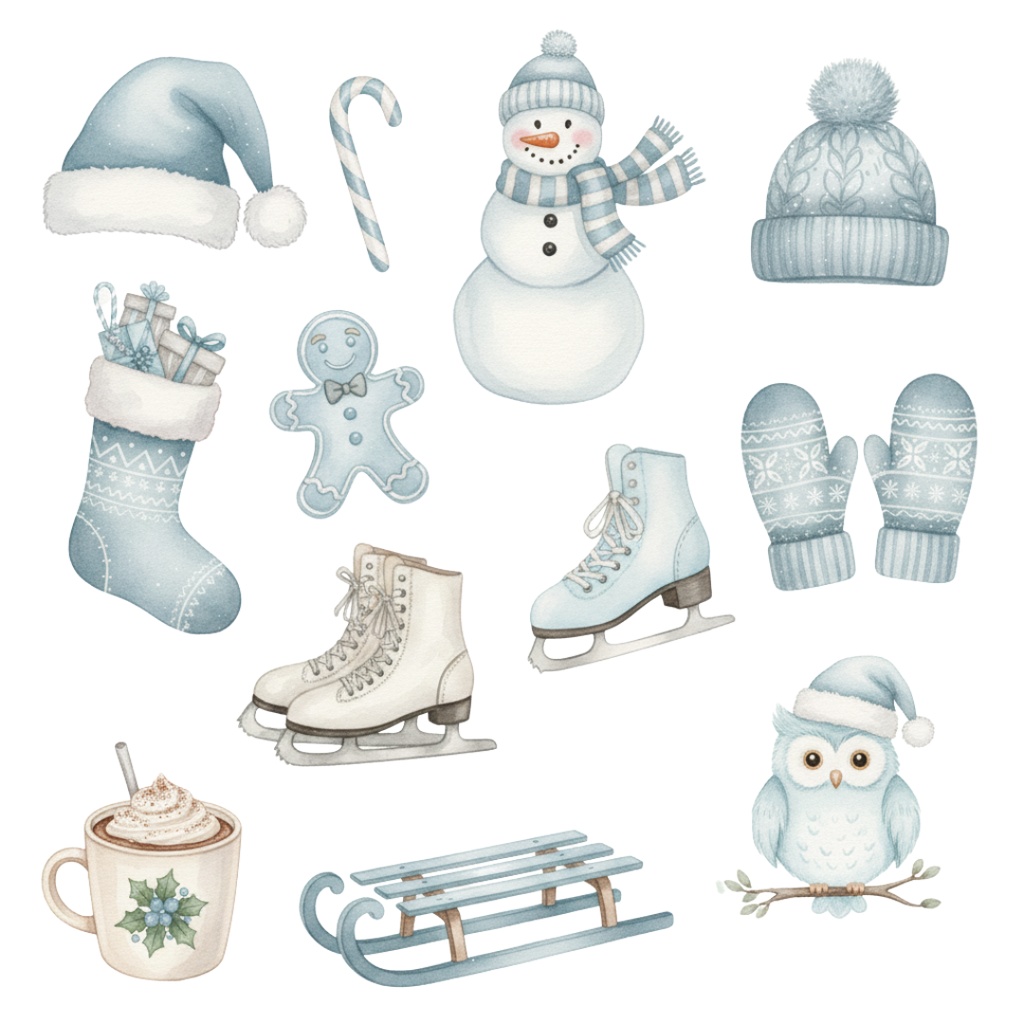 【水彩クリスマスコレクション】クリップアートセット (PNG形式)