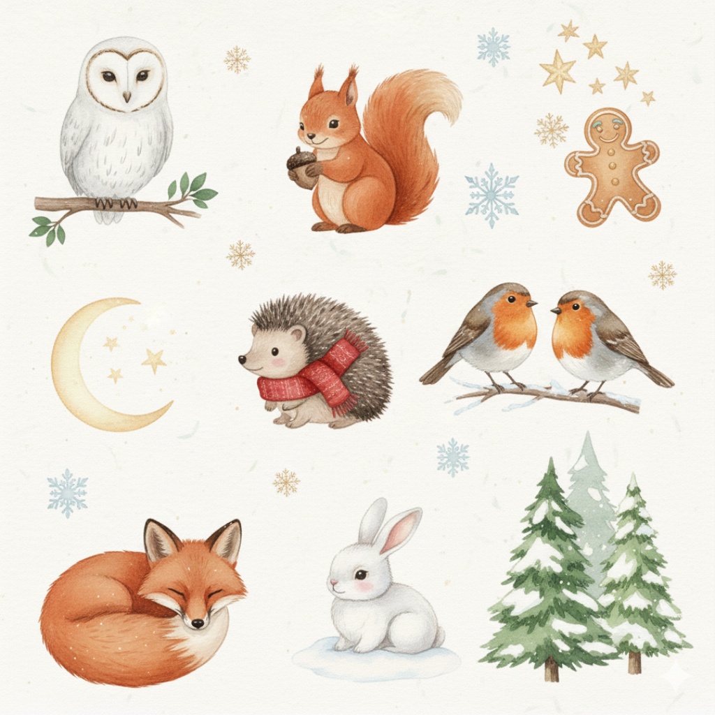 【水彩クリスマスコレクション】クリップアートセット (PNG形式)