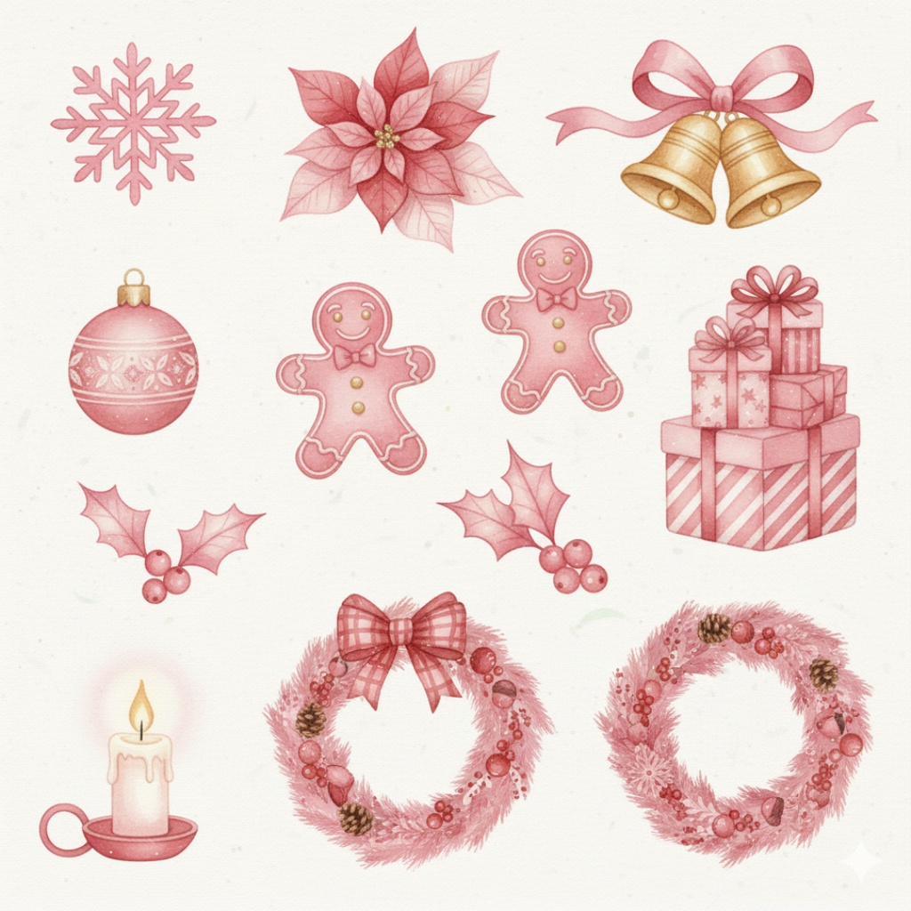 【水彩クリスマスコレクション】クリップアートセット (PNG形式)