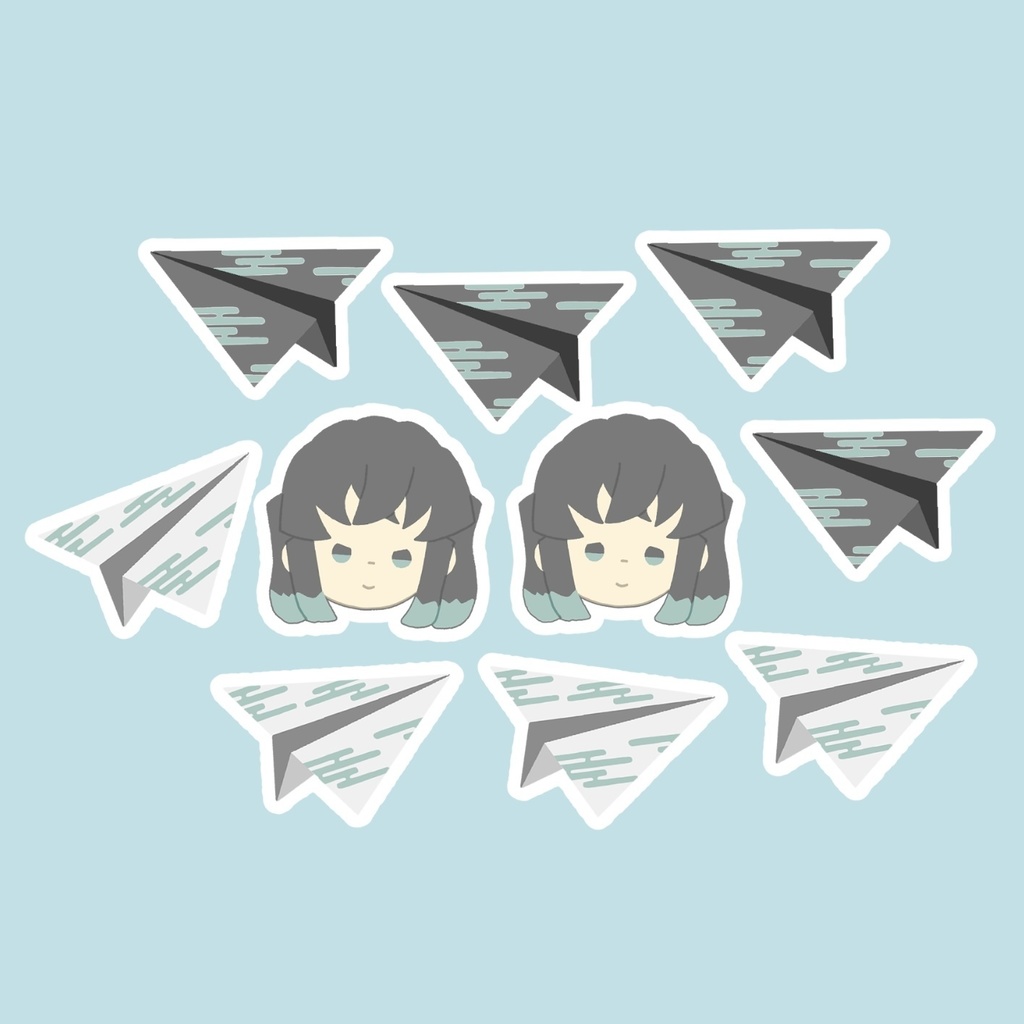 フレークシール【幼少ツインズと紙飛行機】