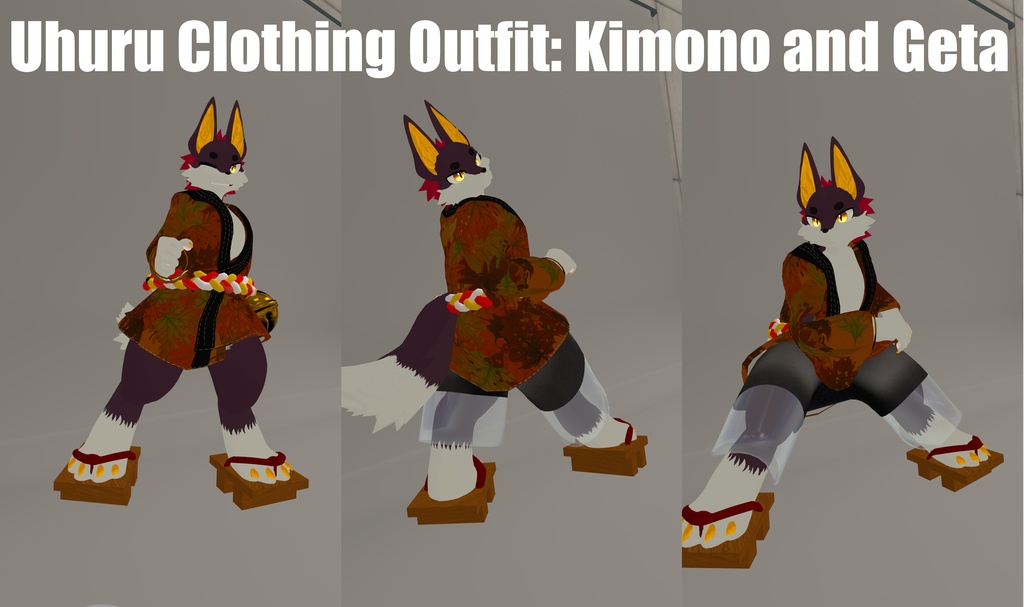 [MA/VRCFURY]「ウフル」秋をテーマにしたウフル衣裳セット/ Uhuru Fall Themed Kimono and Geta