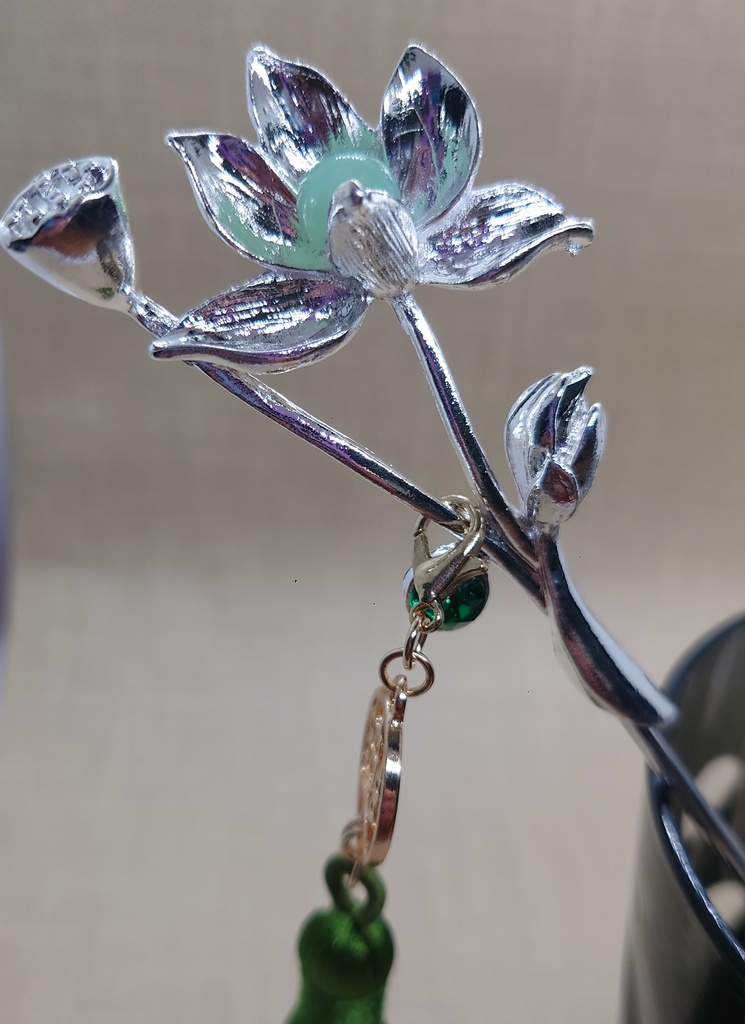 蓮花かんざし 中華風 緑 翠 楽