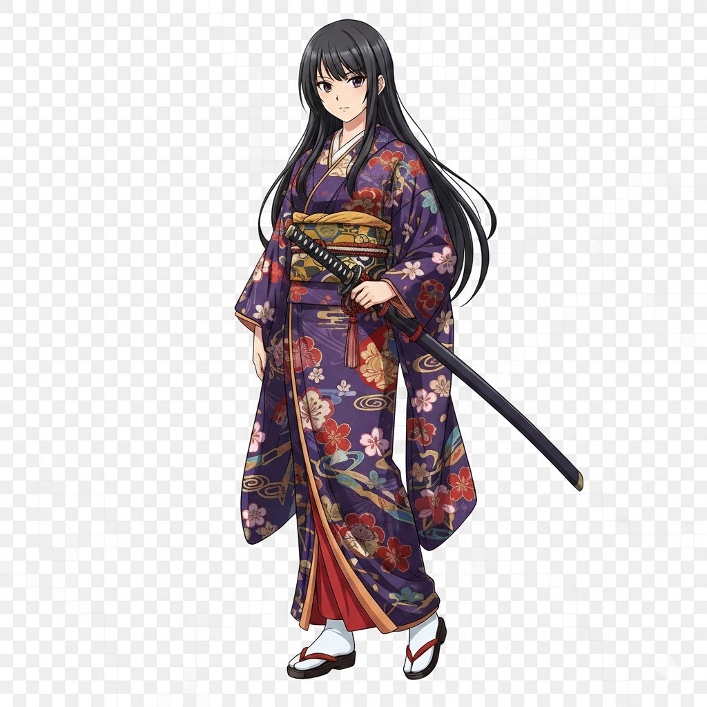 帯刀してる着物女子さん