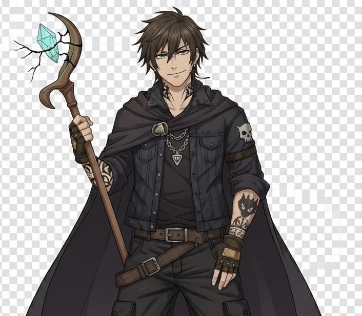 （立ち絵素材）悪役っぽい魔法使い男性【差分あり】