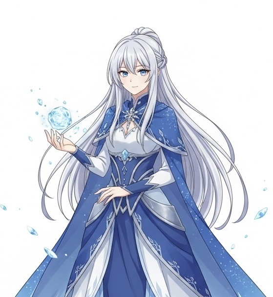 （立ち絵素材）氷の魔法使いな女性【差分あり】