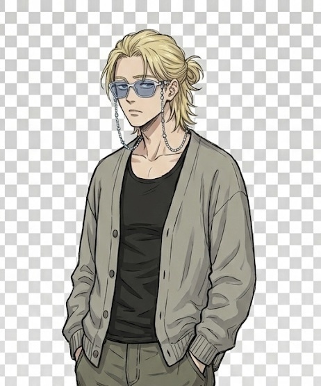 『立ち絵素材』金髪ハーフアップなお兄さん（差分あり）