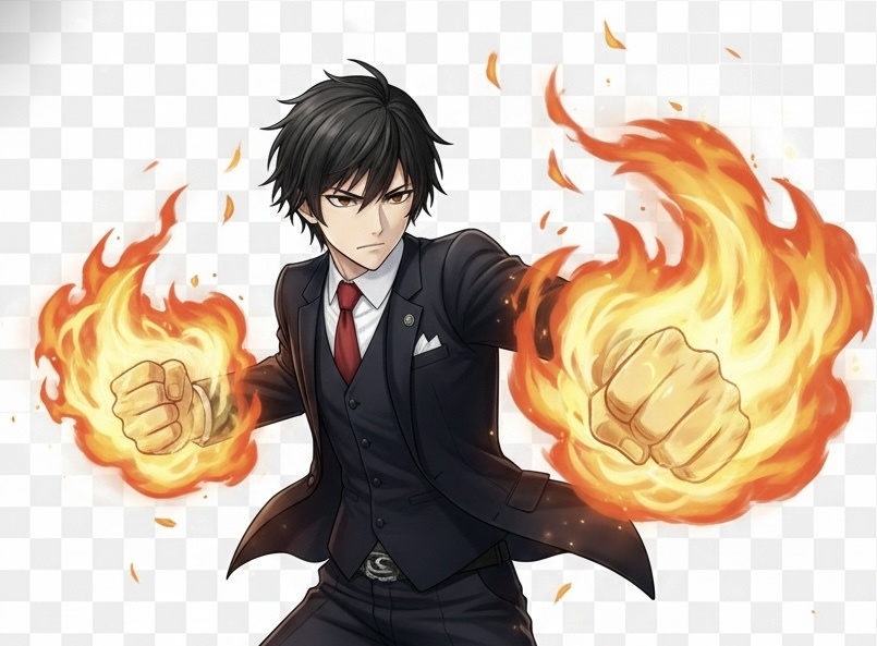 『立ち絵素材』スーツな炎の異能使いのお兄さん（差分あり）
