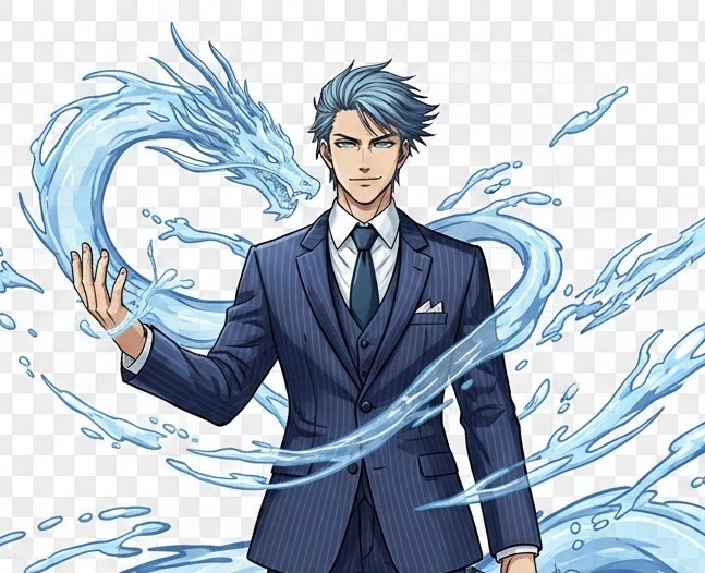 『立ち絵素材』水の異能使いなスーツの兄さん（差分あり）